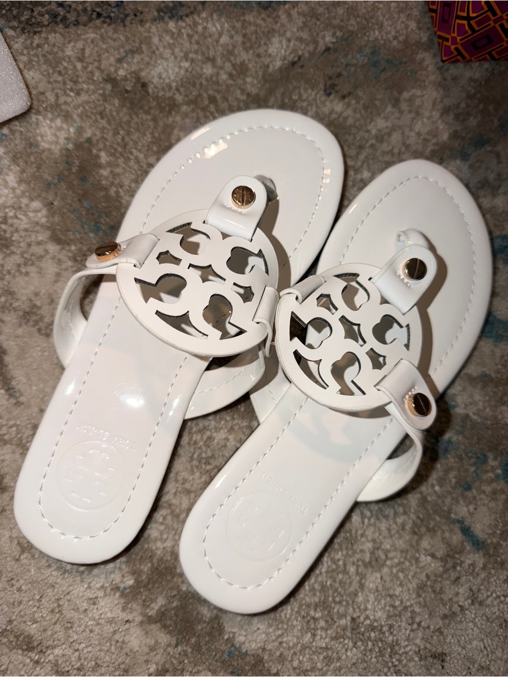White Women's Cutout Medallion Thong Sandals